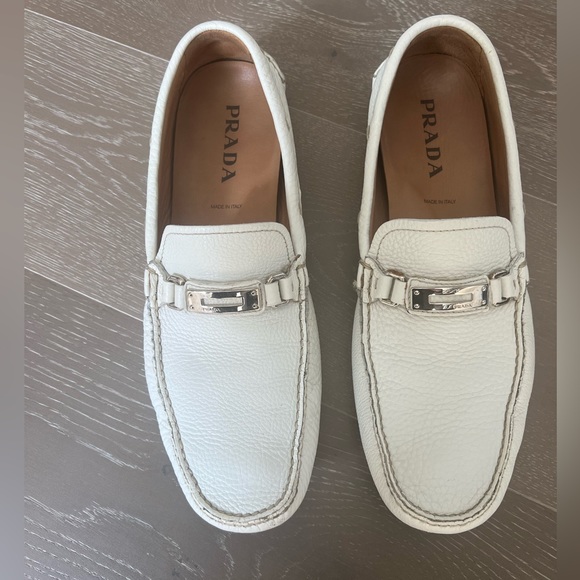 White leather summer loafers - Picture 1 of 8